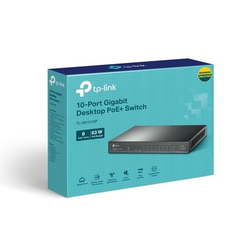 Tp-Link TL-SG1210P 10Port 10/100/1000 8Port Poe+ 1Port Uplink+ 1 SFP 63Watt Desktop Switch