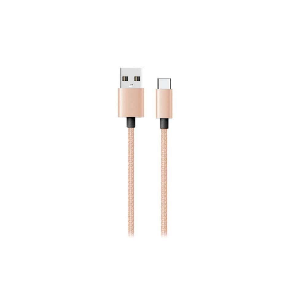 Hytech HY-X448 1M 3A Type-C Kılıflı Metal Gold Şarj Kablosu