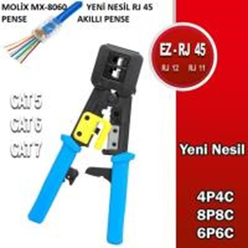 Molix MX-8060 RJ45/RJ11 Yeni Nesil İkili Pense