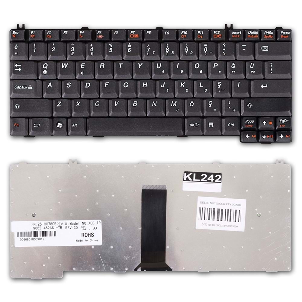 Retro NBKL242 Lenovo 3000 C100, 3000 N100, 3000 N200 Notebook Klavyesi - TR