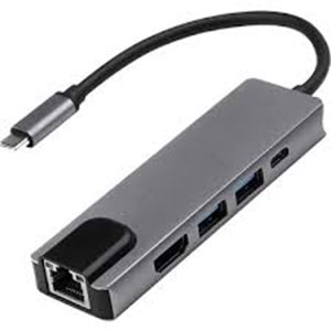 Molix MX-1205 Tpye-C to HDMI/Tpye-C/2xUSB3,0 Ethernet Multiport Çevirici