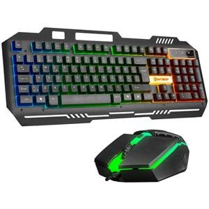 Hytech HKM-X86 QUIN Siyah USB Gökkuşağı Zemin Aydınlatmalı Gaming Oyuncu Klavye + Mouse Set