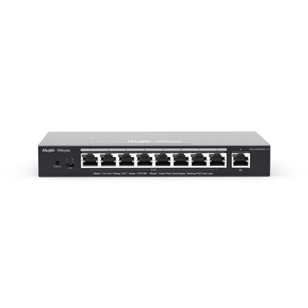 Ruijie RG-ES209GC-P 8Port + 1Port Uplink 10/100/1000 8Port PoE/PoE+ 120W Ruijie Cloud Yönetilebilir Desktop Switch