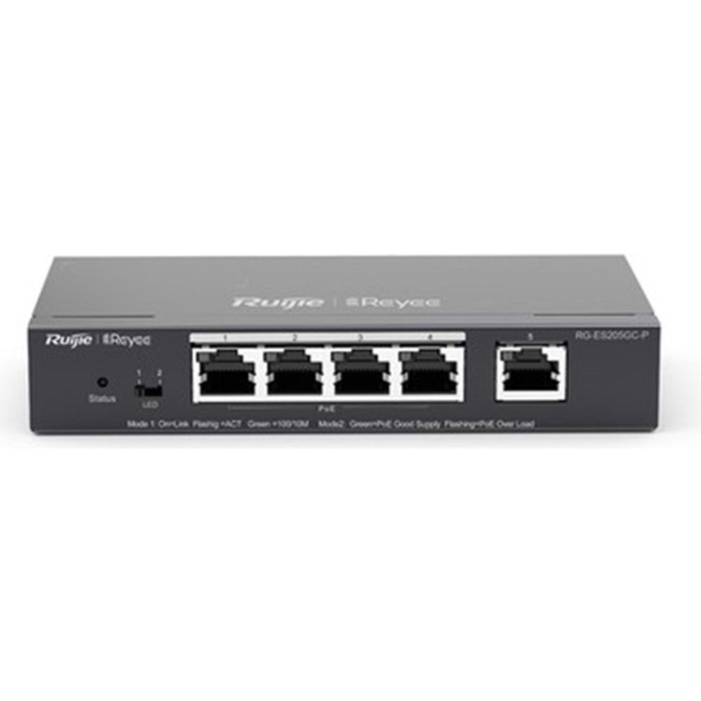 Ruijie Reyee RG-ES205GC-P 5Port Poe 100/100/1000 54W Cloud Yönetilebilir Switch