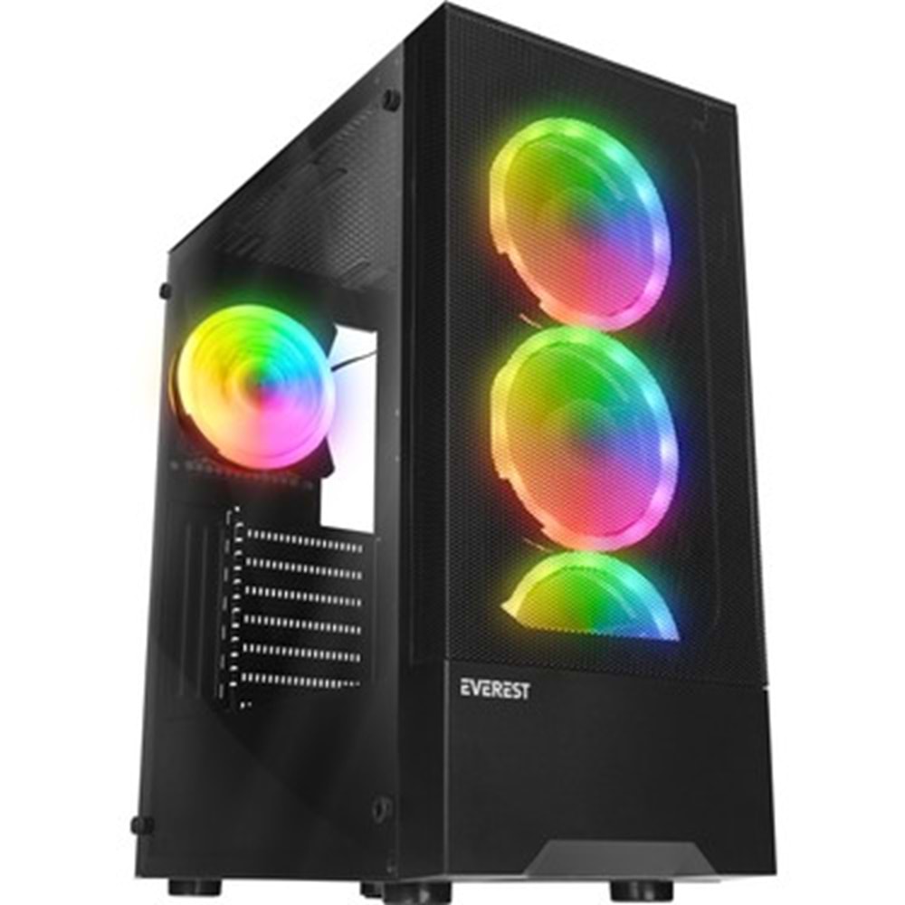 Everest DUSK PEAK 600W Temperli Camlı 4*12cm RGB Fan ATX Mid-T Gaming Oyuncu Kasası