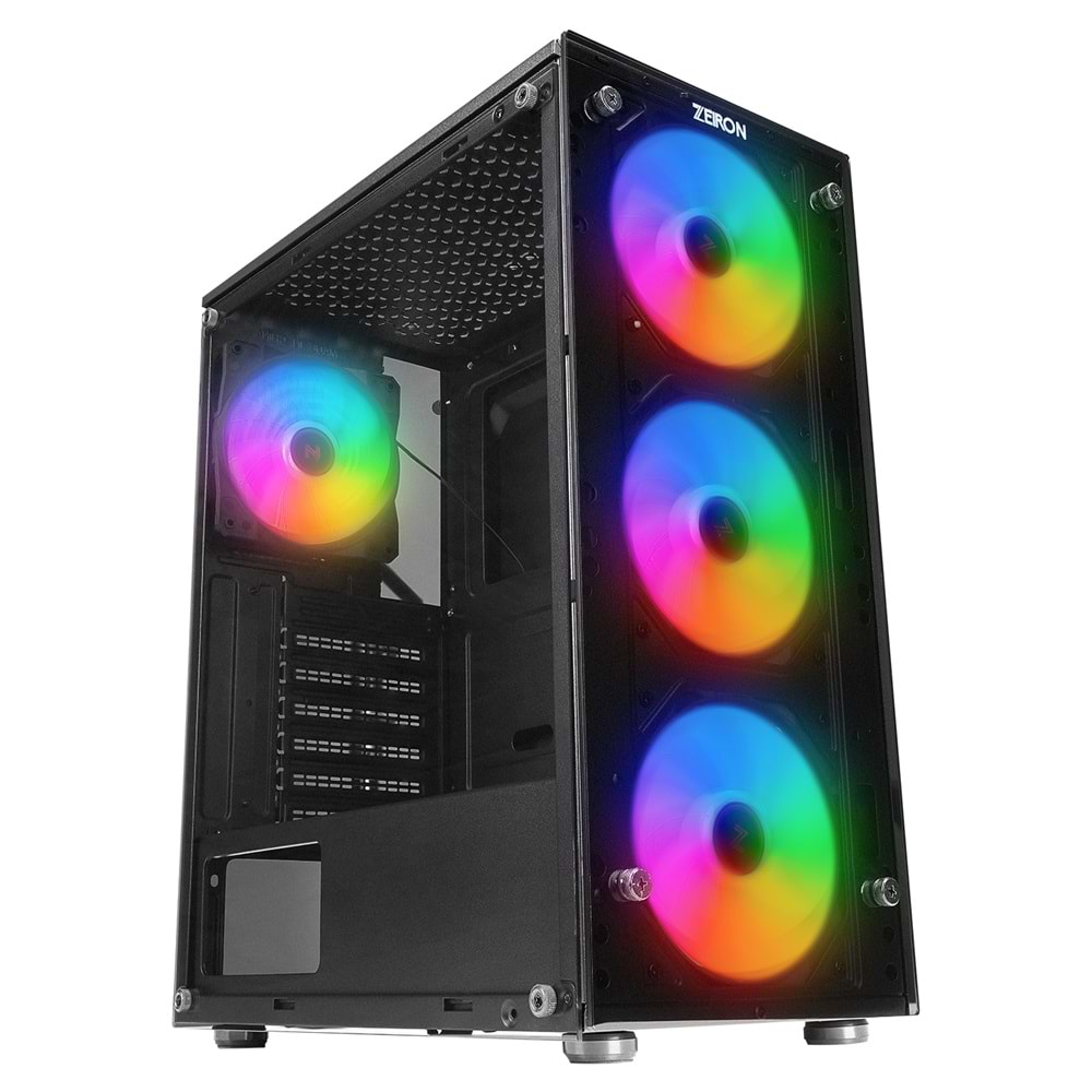 Zeiron Z-MASTER X100 Tempered Glass 4*Sabit Rainbow Fan Gaming Kasa