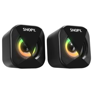 Snopy SN-83U 2,0 Mini Led Işıklı 2Wx2CH Siyah USB Gaming Speaker Hoparlör Snopy