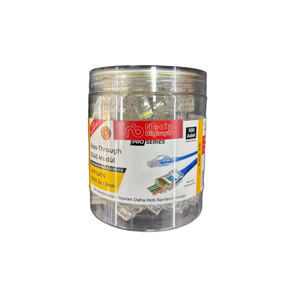 Necip Bilgisayar A102-TR UTP CAT6 RJ45 3U 100'lü Yeni Nesil Beyaz Jack