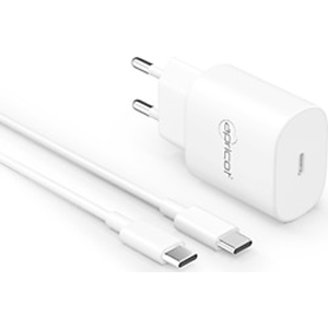 Apricot APC-PD25C Type-C 25W + Type-C to Type-C Beyaz Ev Şarj Adaptörü Seti