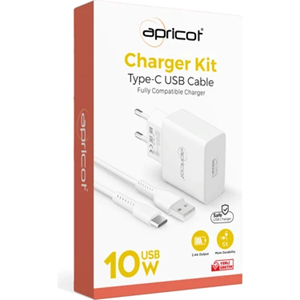 Apricot APC-U210T 2,4A Beyaz Type-C + Ev Şarj Adaptörü Seti