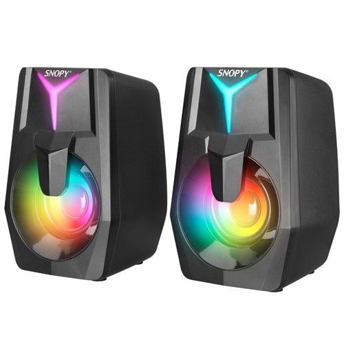 Snopy SN-X22 STYLE 2,0 Multimedia Led Işıklı 3W*2 Siyah USB Gaming Speaker Hoparlör Snopy