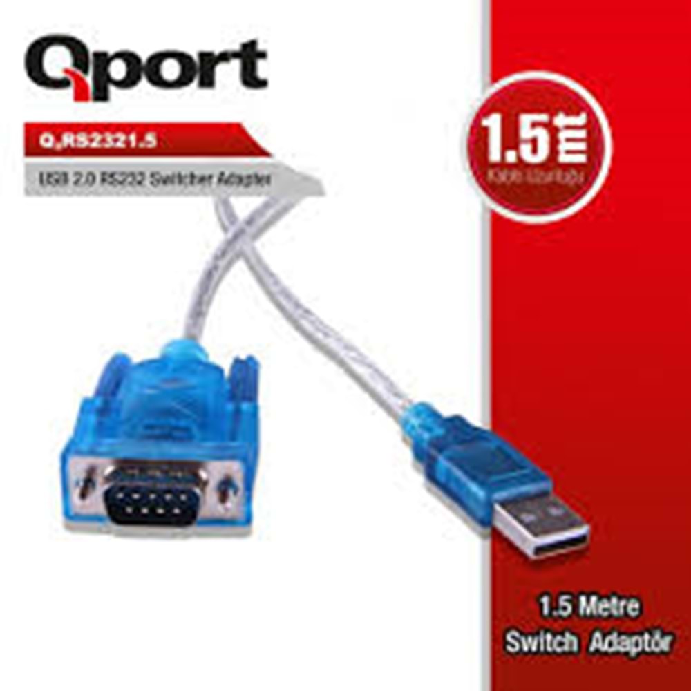 Qport Q-RS3231,5 USB2,0 to RS232 1,5M Çevirici