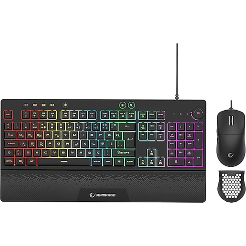 Rampage KM-R57 Seraphic 12800DPI RGB Aydınlatmalı Gaming Siyah Oyuncu Klavye Mouse Set