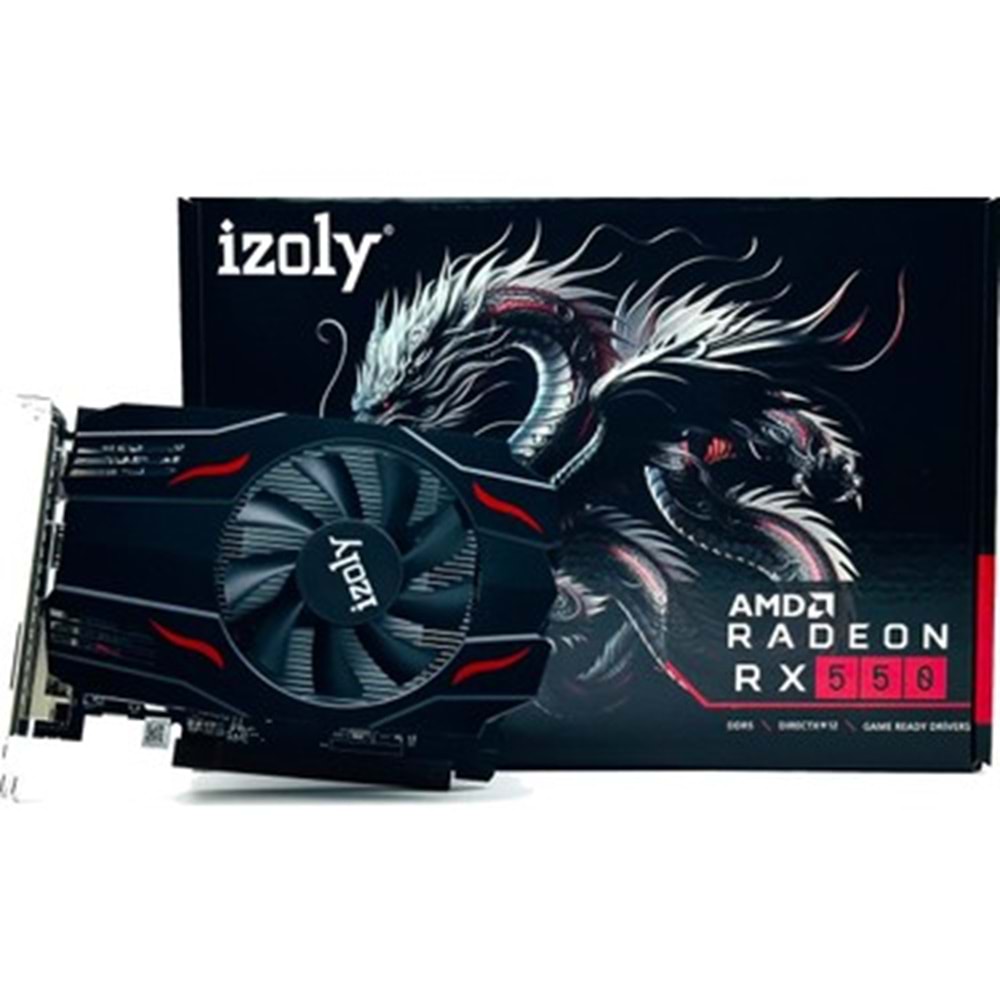 Izoly RX550 4GB 128BIT GDDR5 1XDP 1XHDMI 1XDVI Ekran Kartı