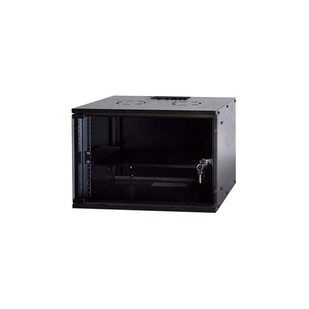 NOVA 4U 500*400 CAMLI KİLİTLİ SİYAH RACK KABİN