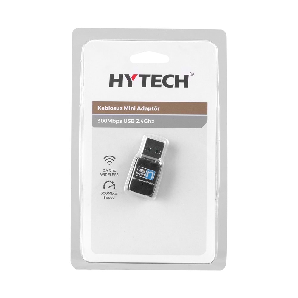HYTECH HY-300N 2.4GHZ 300MBPS 2DBI USB Wireless Mini Dungle Adaptör