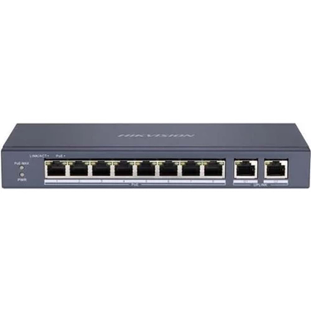 HIKVISION 8port 60w FULL PoE DS-3E0310P-E/M 10/100 2X-UPLINK Yönetilemez Switch Metal