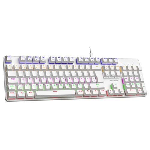 Everest KB-MK1 LUMOS Beyaz RGB Aydınlatmalı Red Switch Kablolu Mekanik Oyuncu Gaming Klavyesi