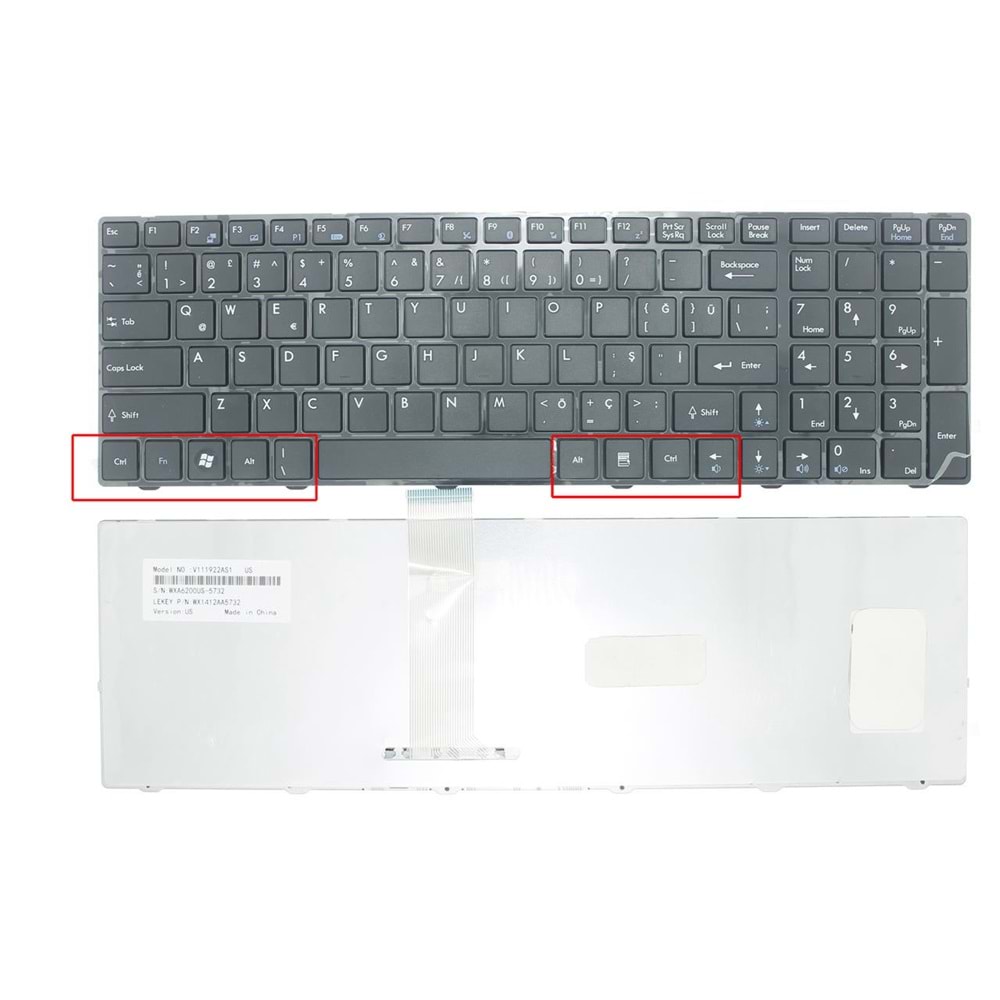 Retro NBKL765 Msi MS-168B CR630 Uyumlu Siyah Notebook Klavyesi