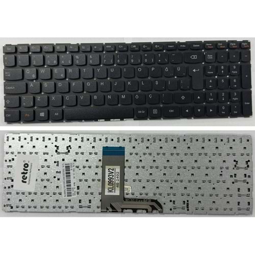 Retro NBKL993V2 Lenovo IdeaPad 700-15ISK Uyumlu Siyah Notebook Klavyesi