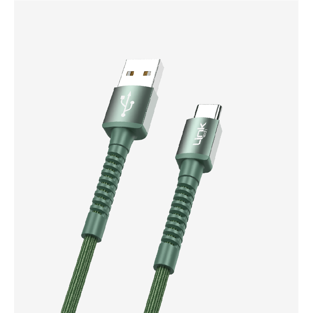 Linktech LCA-K552 USB-A to TYPE-C 5V 3A 1M 45W Yeşil Şarj Ve Data Kablosu