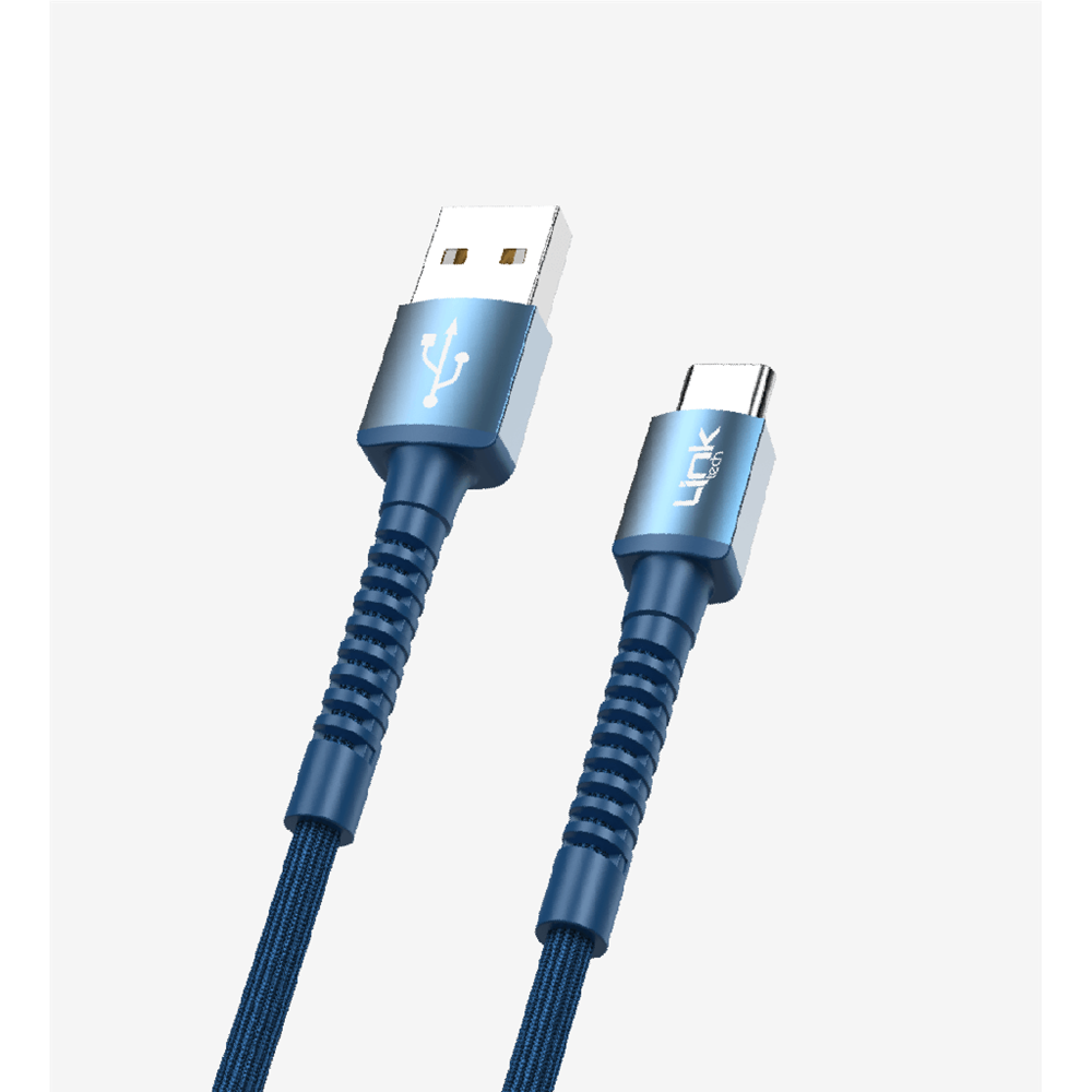 Linktech LCA-K552 USB-A to TYPE-C 5V 3A 1M 45W Mavi Şarj ve Data Kablosu