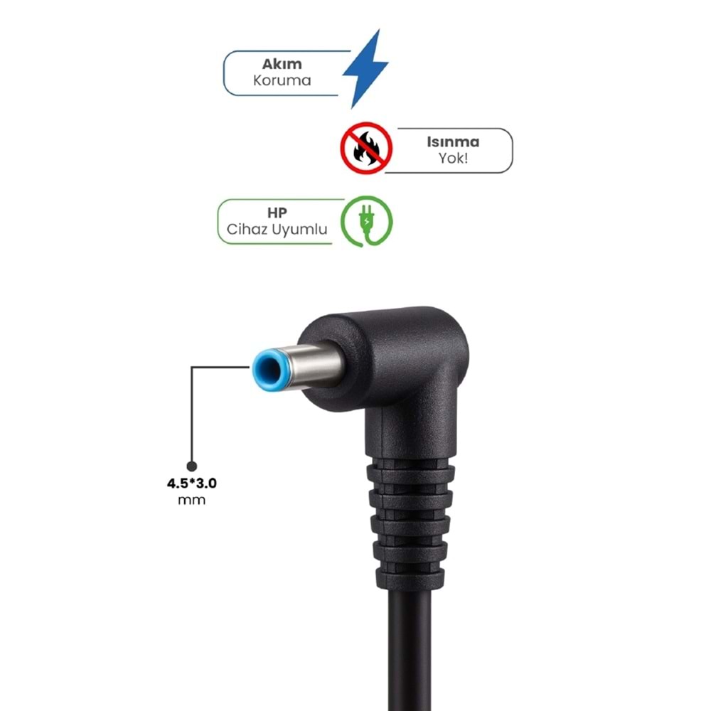 Sprange SR-L45 19.5V 10.3A 4.5*3.0 200W Hp Uyumlu Mavi Uç Notebook Adaptörü