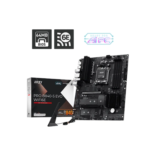 MSI PRO B840-S EVO WIFI6E AM5 DDR5 8000MHZ(OC) HDMI 3X M.2 USB 10GBS 2.5G LAN WI-FI6E ATX Gaming Oyuncu Anakart