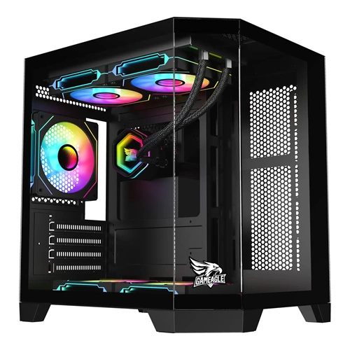 Gameagle Edge Compact 3xARGB FAN 750W 80+Plus Bronze (240MM SIVI SOĞUTMA DAHİL) Siyah Akvaryum Kasa