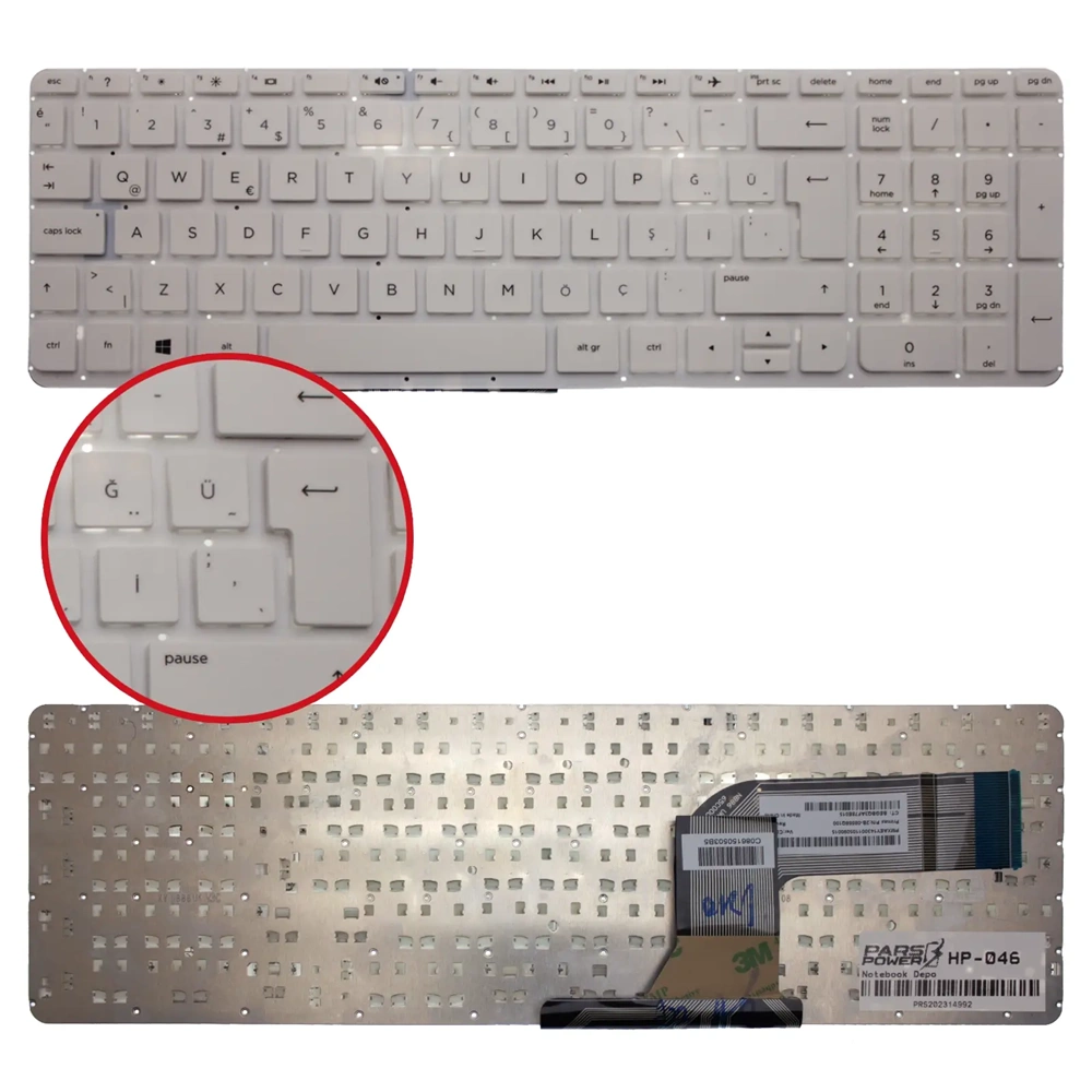 Retro NBKL862W HP Pavilion 15-N000 Uyumlu Beyaz Notebook Klavyesi