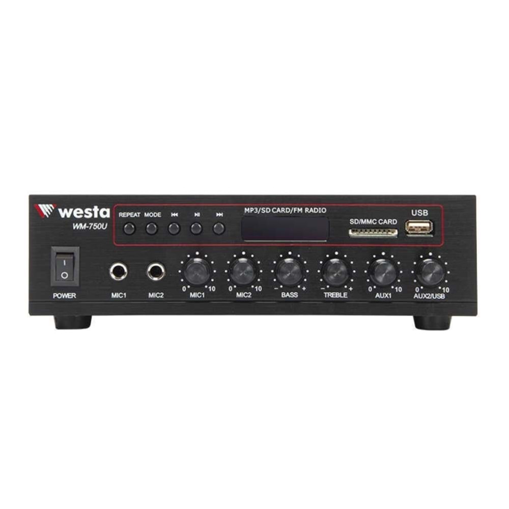Westa WM-750U 80W 2Kanal 8OHM USB/Bluetooth/SD Card Mikser Amfi