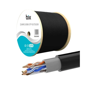 Bix C6U23305O-1 305M 0.57MM 23AWG Outdoor Siyah Dış Mekan UTP CAT6 Patch Kablo