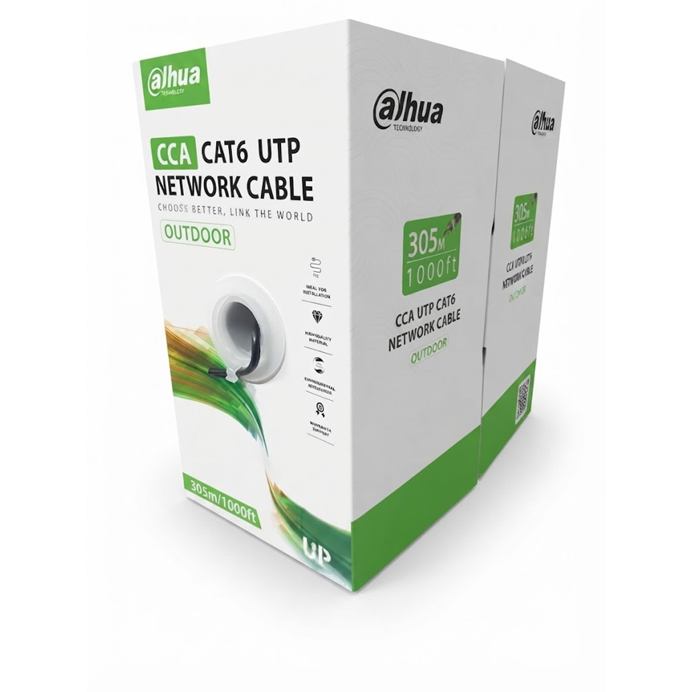 Dahua PFM922I-6UN-C 305M CAT6 23AWG 0.57MM Siyah Outdoor Dış Mekan Patch Kablo